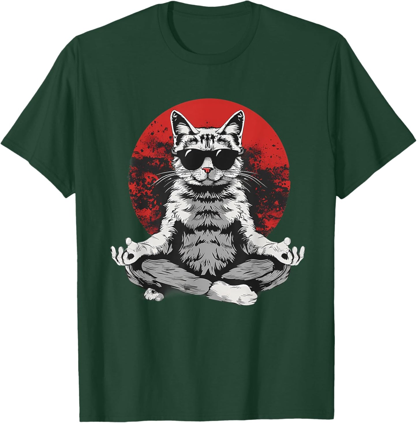 Meditation Cat Zen Buddha Yoga Spiritual Hindu Buddhist Women Kids T-Shirt - T-Shirt | Forest