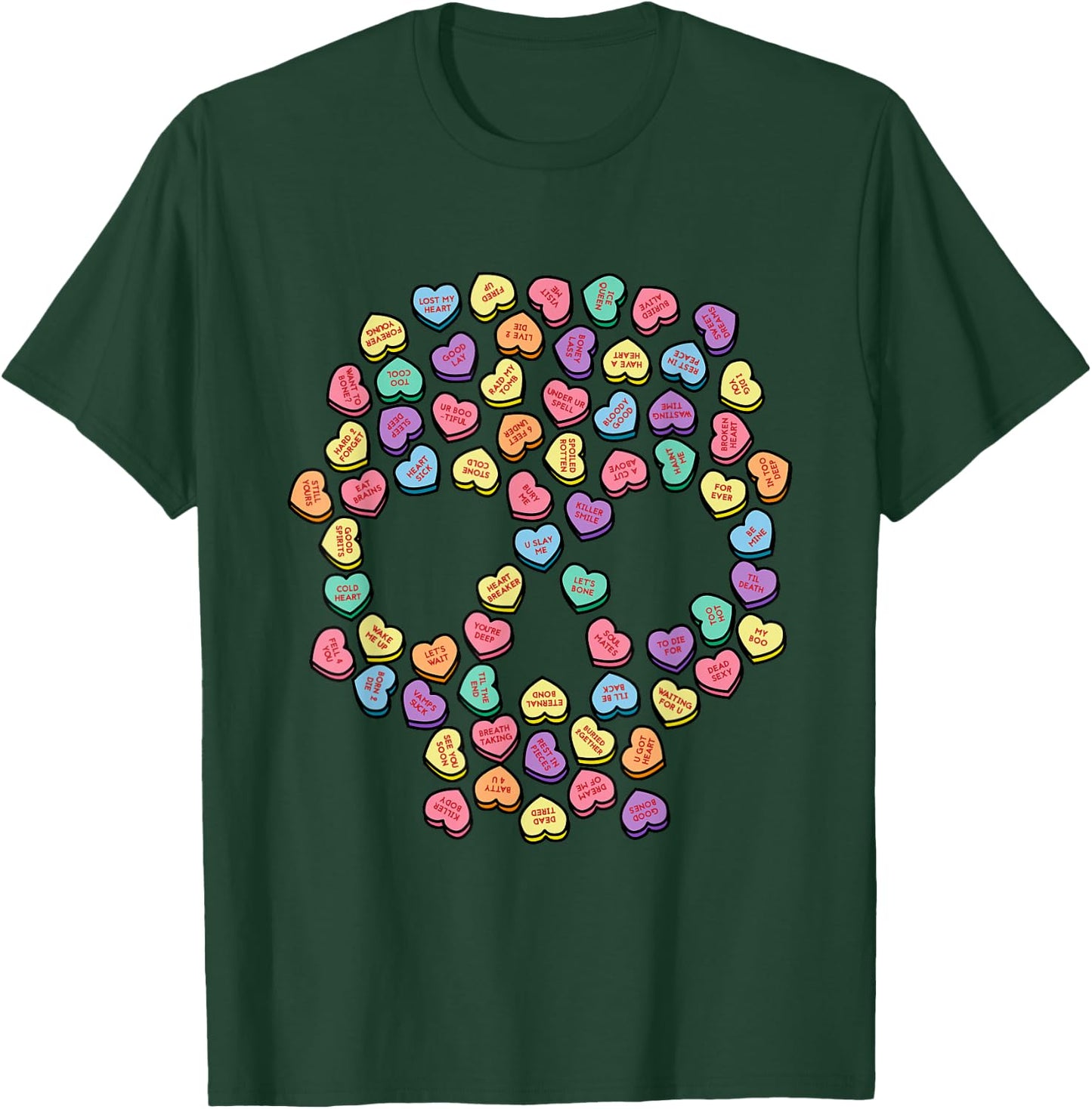 Death By Candy Valentine's Day Hearts Skull T-Shirt - T-Shirt | Forest
