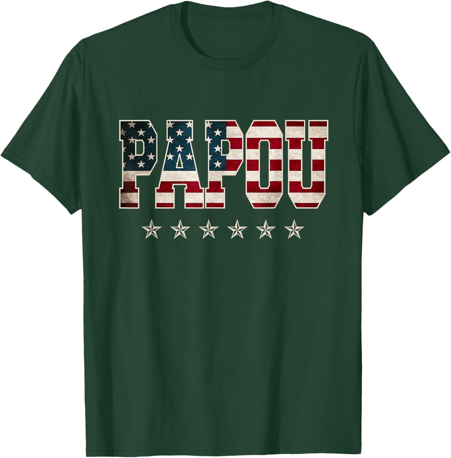 Papou Father's Day American Flag 4th of July Christmas Xmas T-Shirt - T-Shirt | Forest