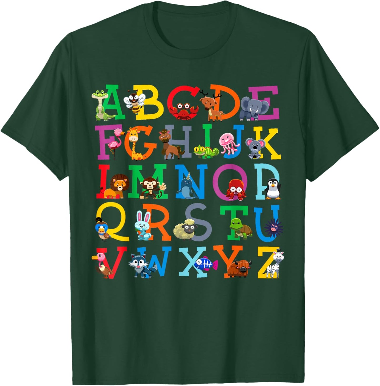 Zoo Animal Alphabet ABCs Animals Learning A-Z ABC Letters T-Shirt - T-Shirt | Forest