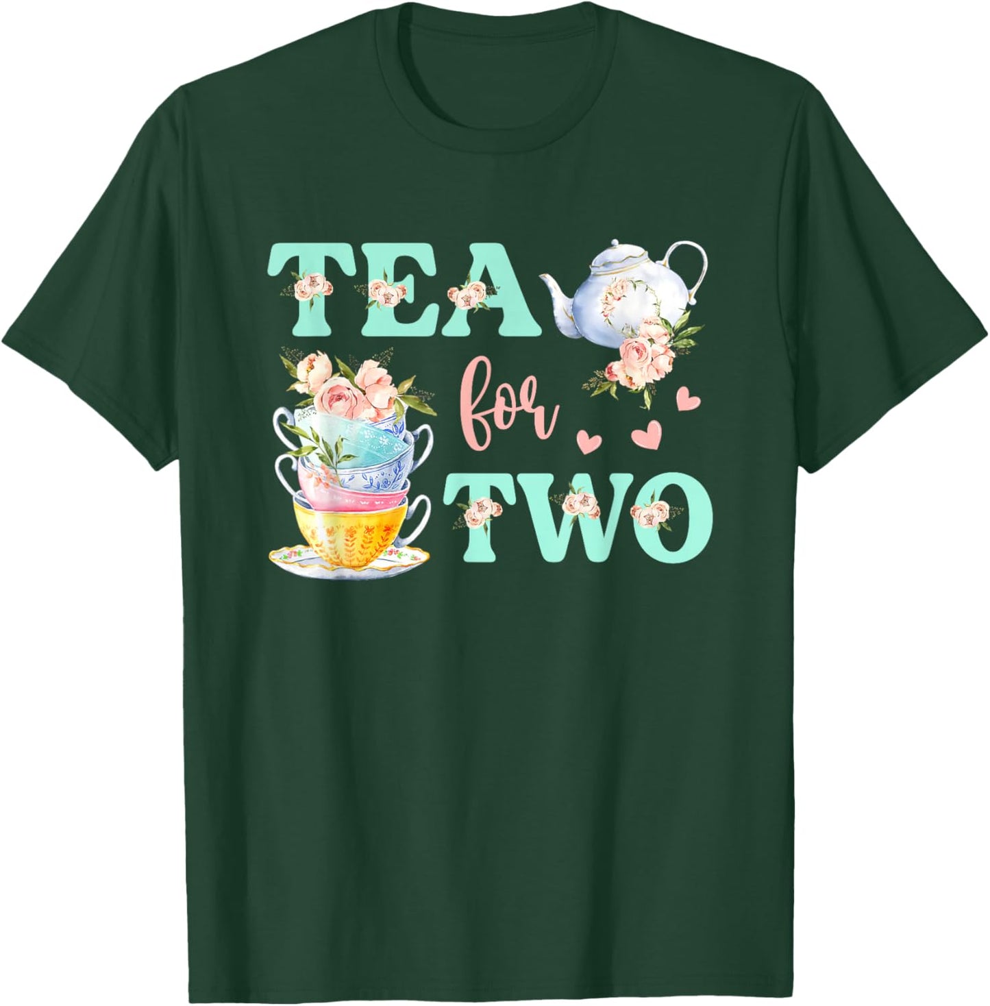 Tea For Two 2nd Birthday Outfit Girl Tea Party Bday Theme T-Shirt - T-Shirt | Forest