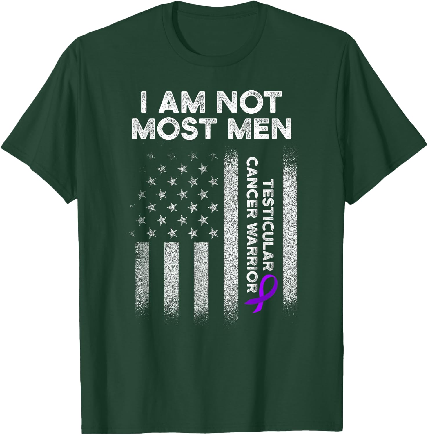 Testicular Cancer Survivor Most Men Purple Ribbon Warrior T-Shirt - T-Shirt | Forest