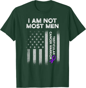 Testicular Cancer Survivor Most Men Purple Ribbon Warrior T-Shirt - T-Shirt | Forest