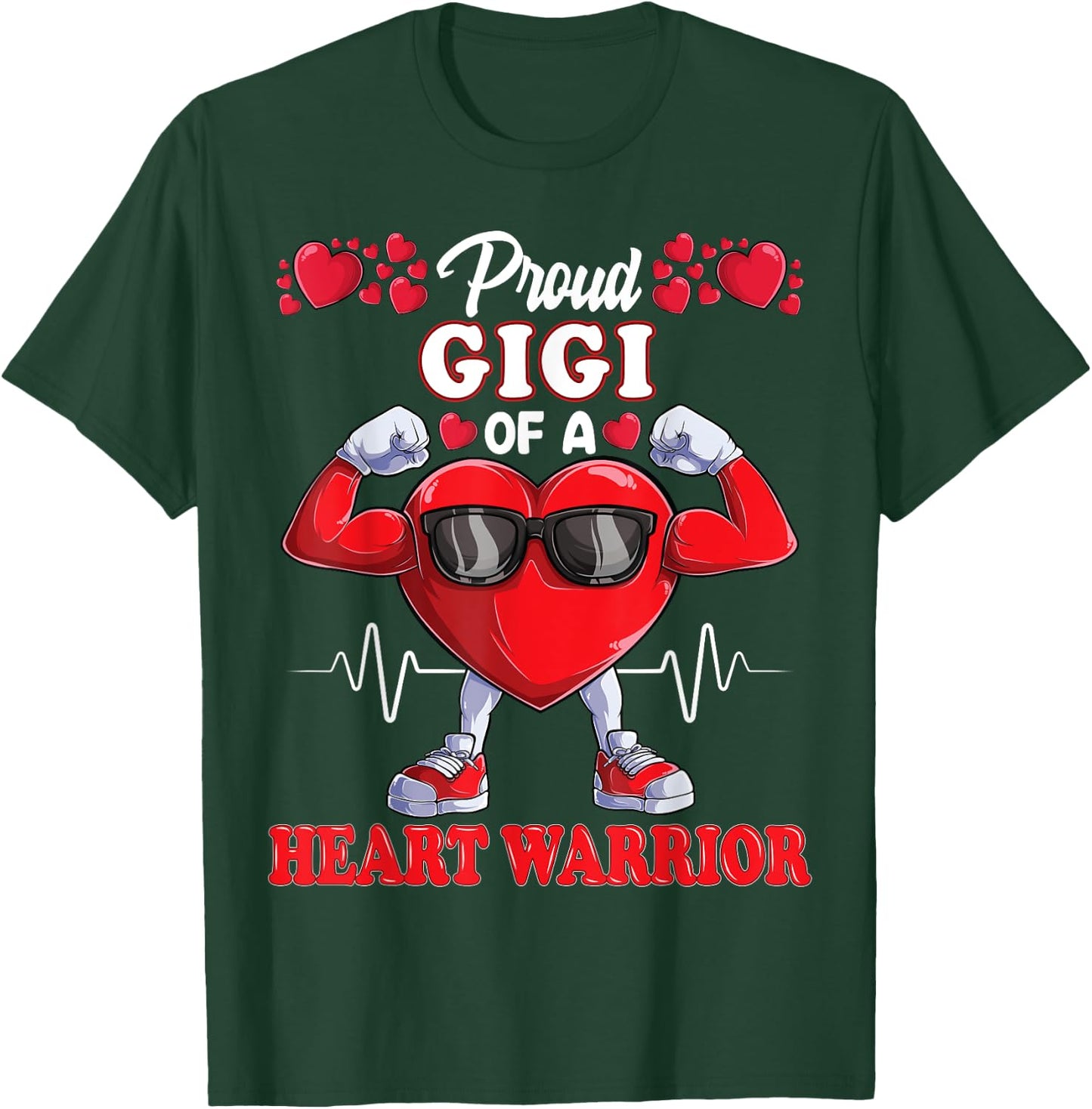 Proud Gigi of a Heart Warrior CHD Awareness T-Shirt - T-Shirt | Forest