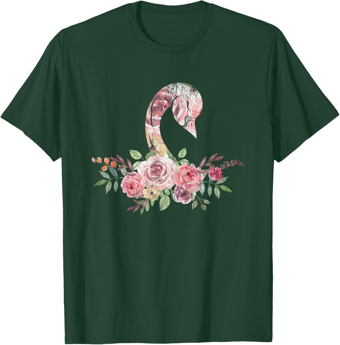 Flower Crown Women Girls Gift Pretty Animal Vintage Swan T-Shirt - T-Shirt | Forest