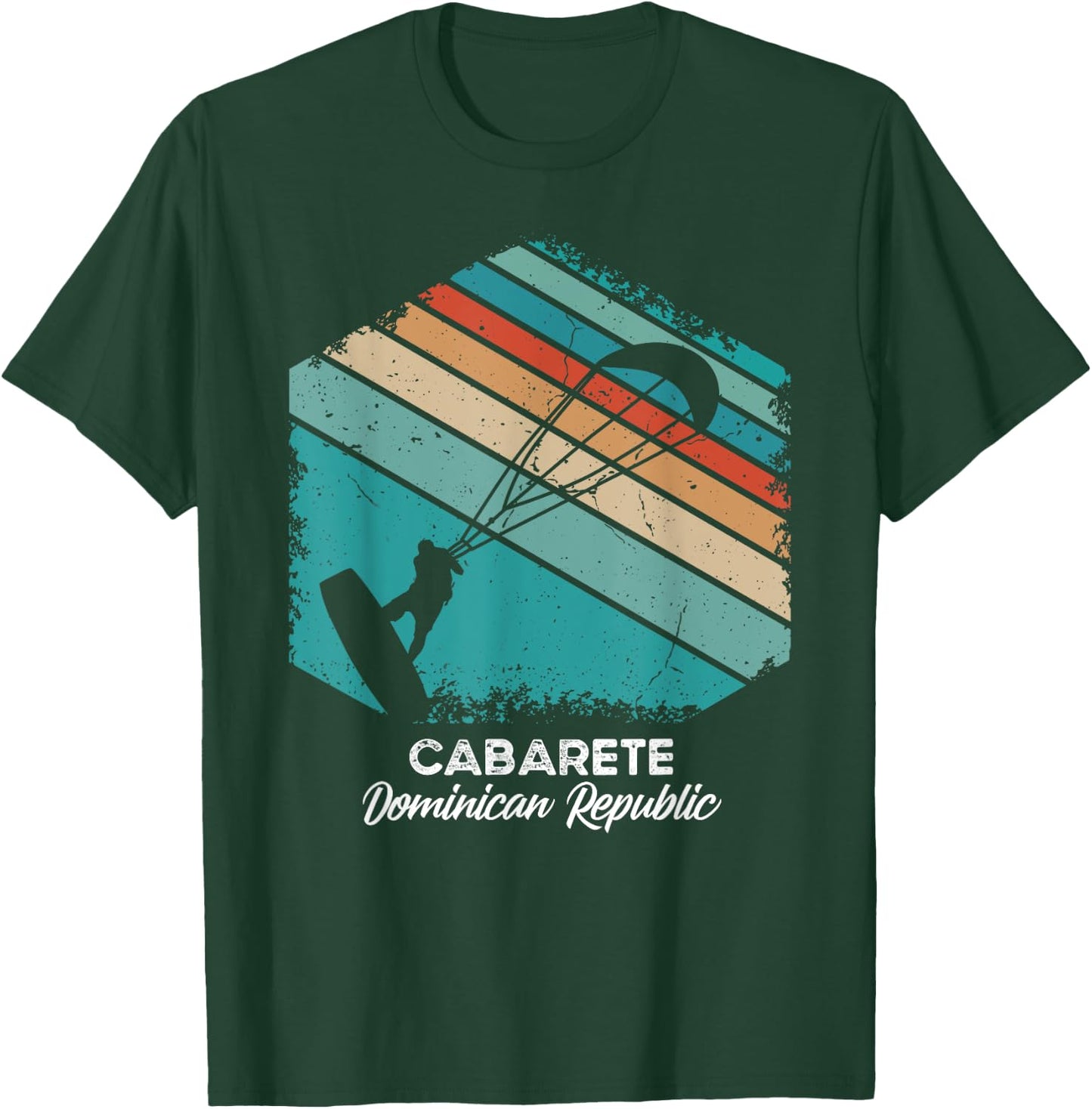 Vintage Retro Kitesurf Cabarete Kite Surfing T-Shirt - T-Shirt | Forest