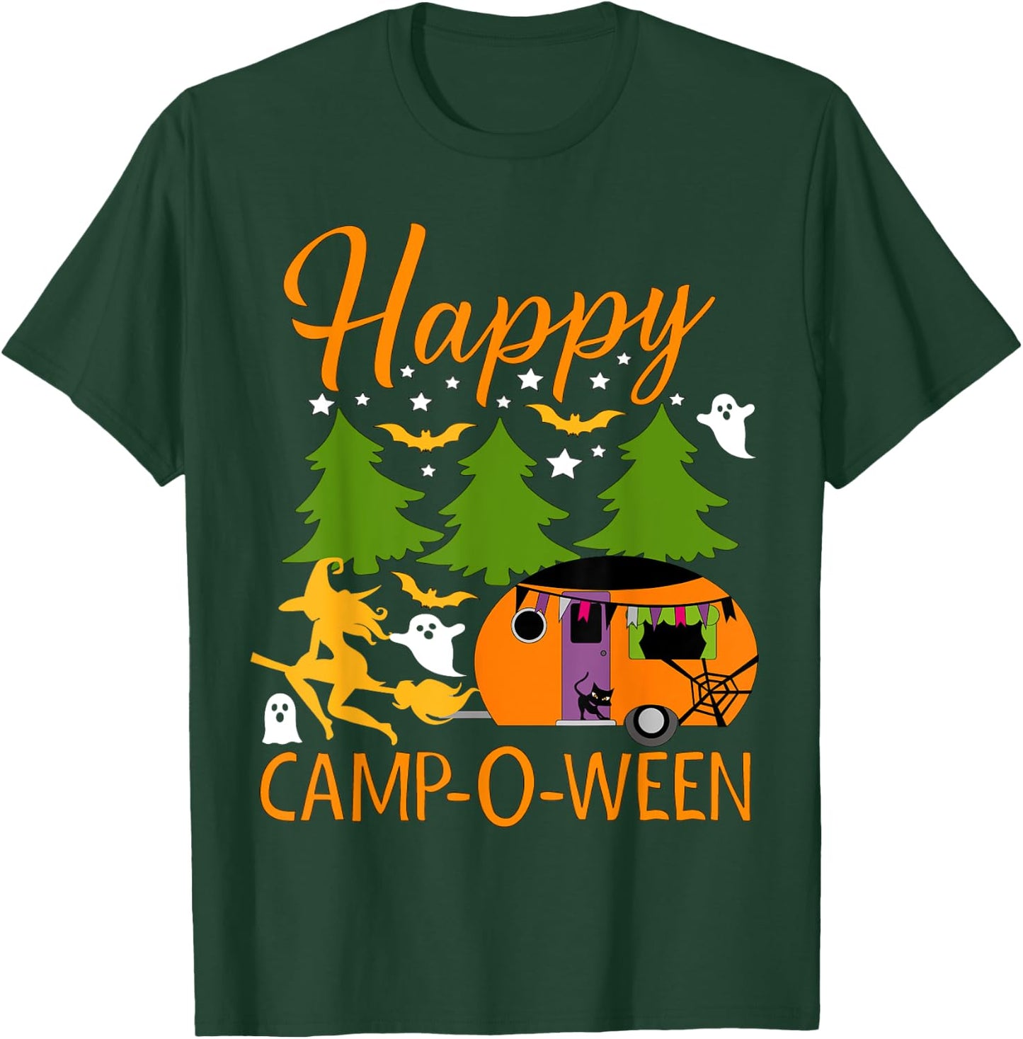 Happy Camp-O-Ween Halloween Camping Camper T-Shirt - T-Shirt | Forest