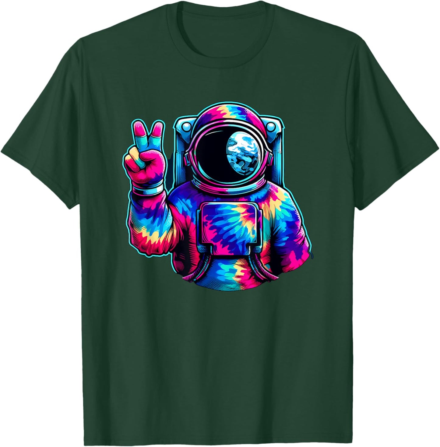 Peace Sign Tie Dye Astronaut T-Shirt - T-Shirt | Forest