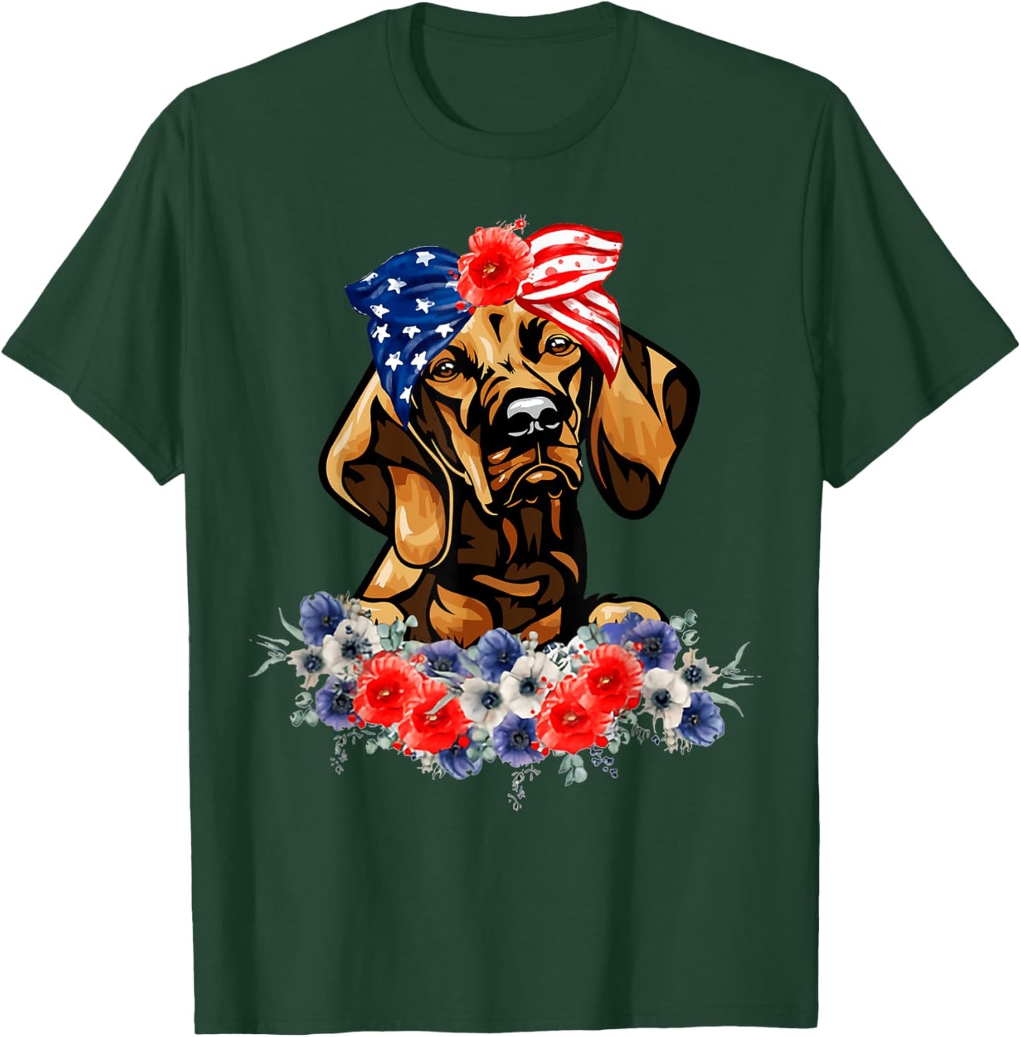 Vizsla Dog American Flag Patriotic 4th Of July T-Shirt - T-Shirt | Forest