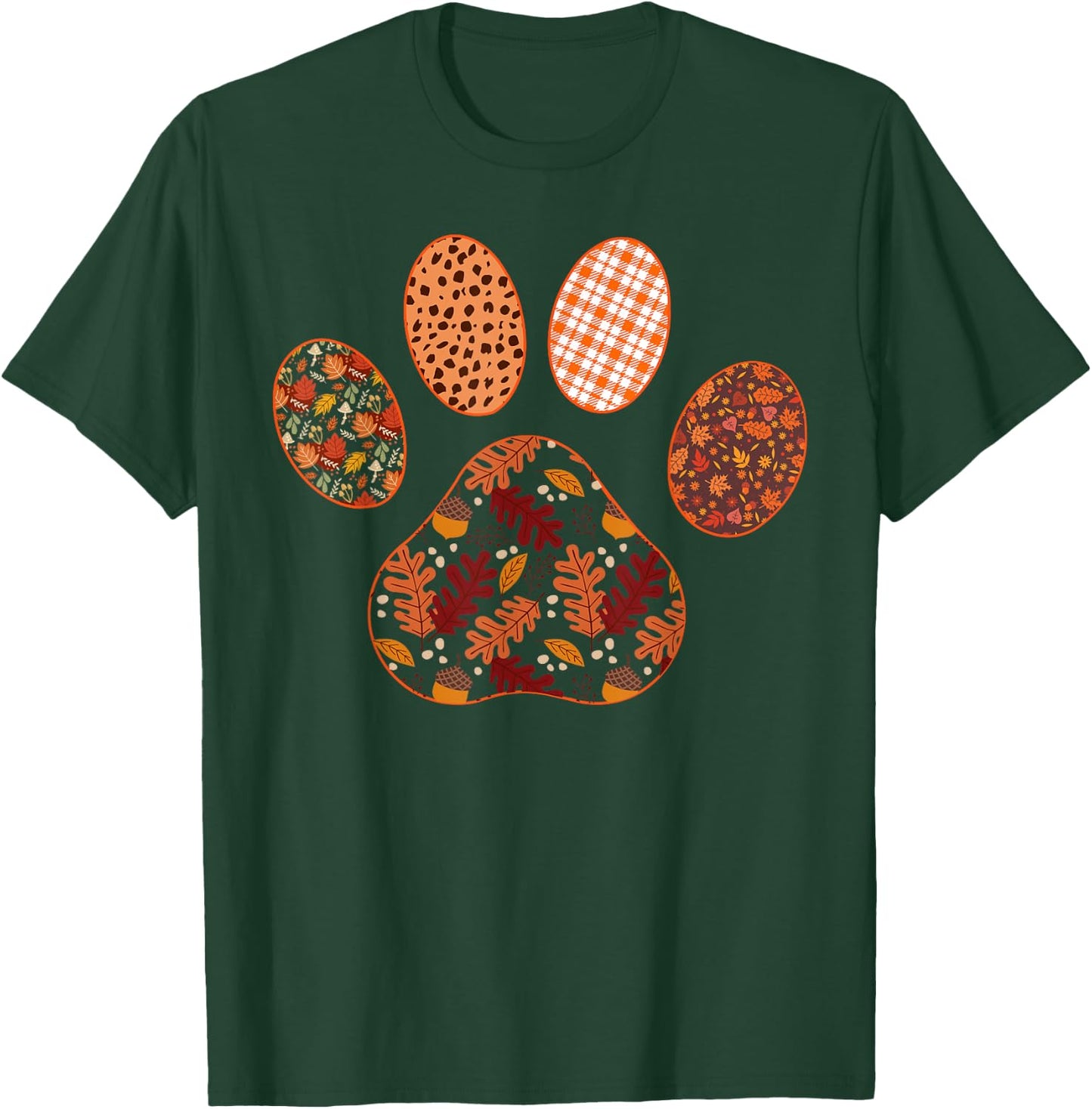 Paw Print Thanksgiving Dog Candy Fall Ghost Women Girls Kids T-Shirt - T-Shirt | Forest