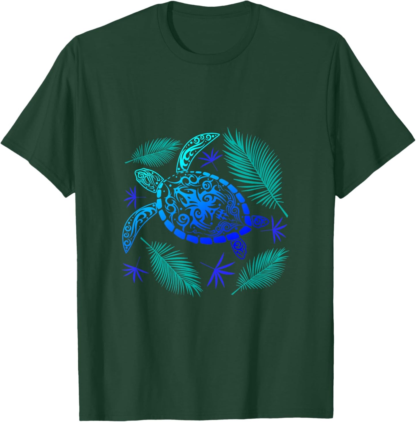 Turtle Palm Tree Vacation Summer Tortoise Funny Turtle Men Women Girls Kids T-Shirt - T-Shirt | Forest
