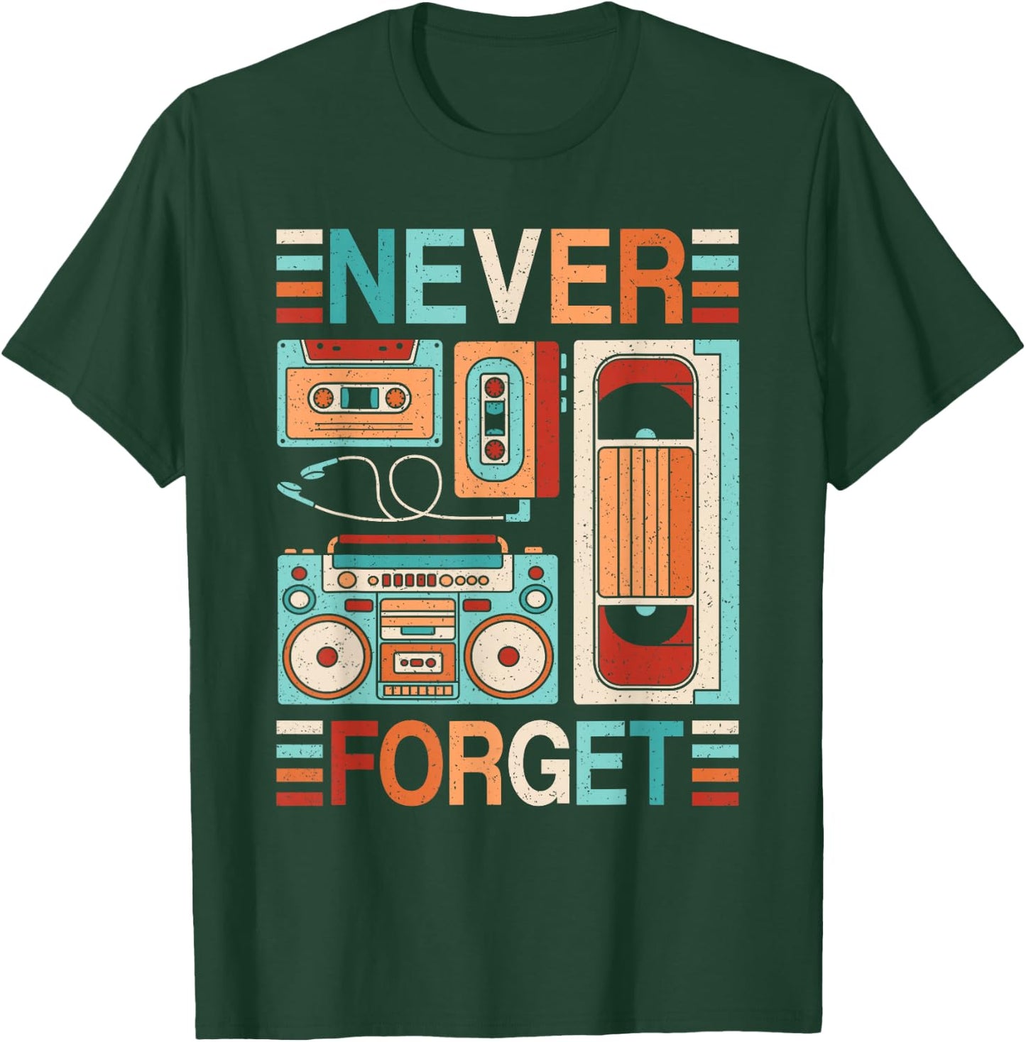 Never Forget 80s 90s Outfit Retro Cassette Tape Men Women T-Shirt - T-Shirt | Forest