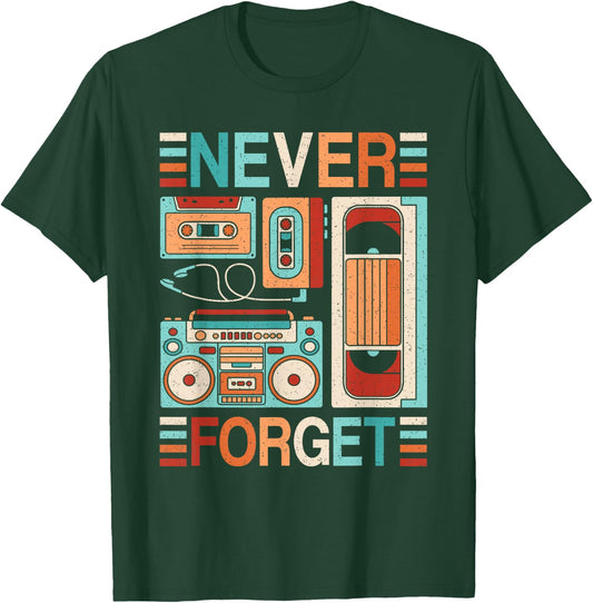 Never Forget 80s 90s Outfit Retro Cassette Tape Men Women T-Shirt - T-Shirt | Forest
