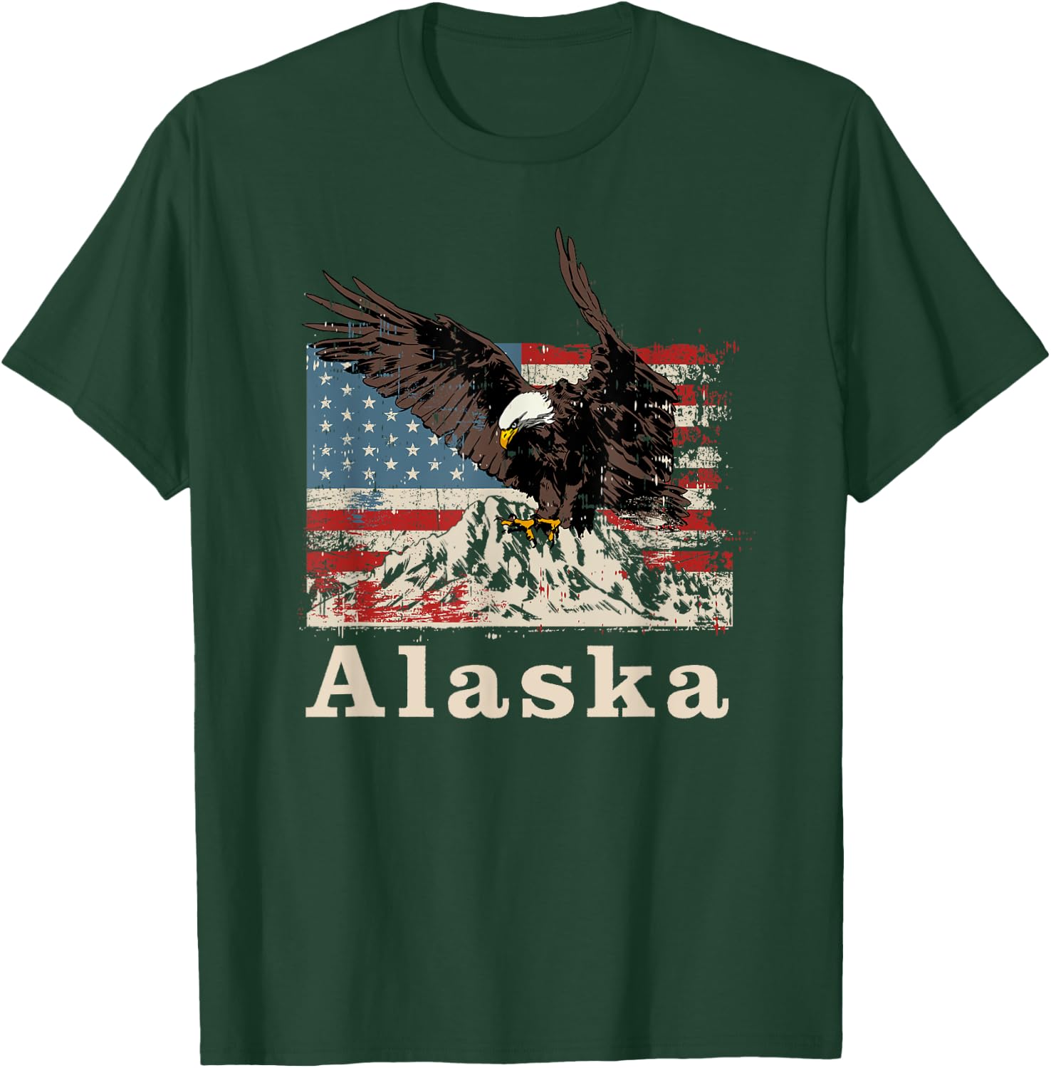American Bald Eagle Flag Alaska Souvenir T-Shirt - T-Shirt | Forest