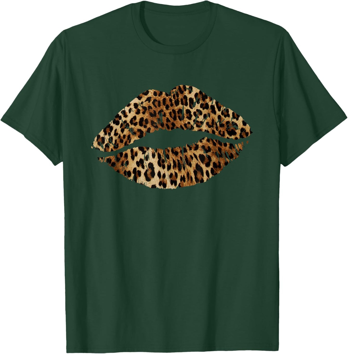 Leopard Lips Trendy Kiss Mouth Women Cheetah Animal Print T-Shirt - T-Shirt | Forest