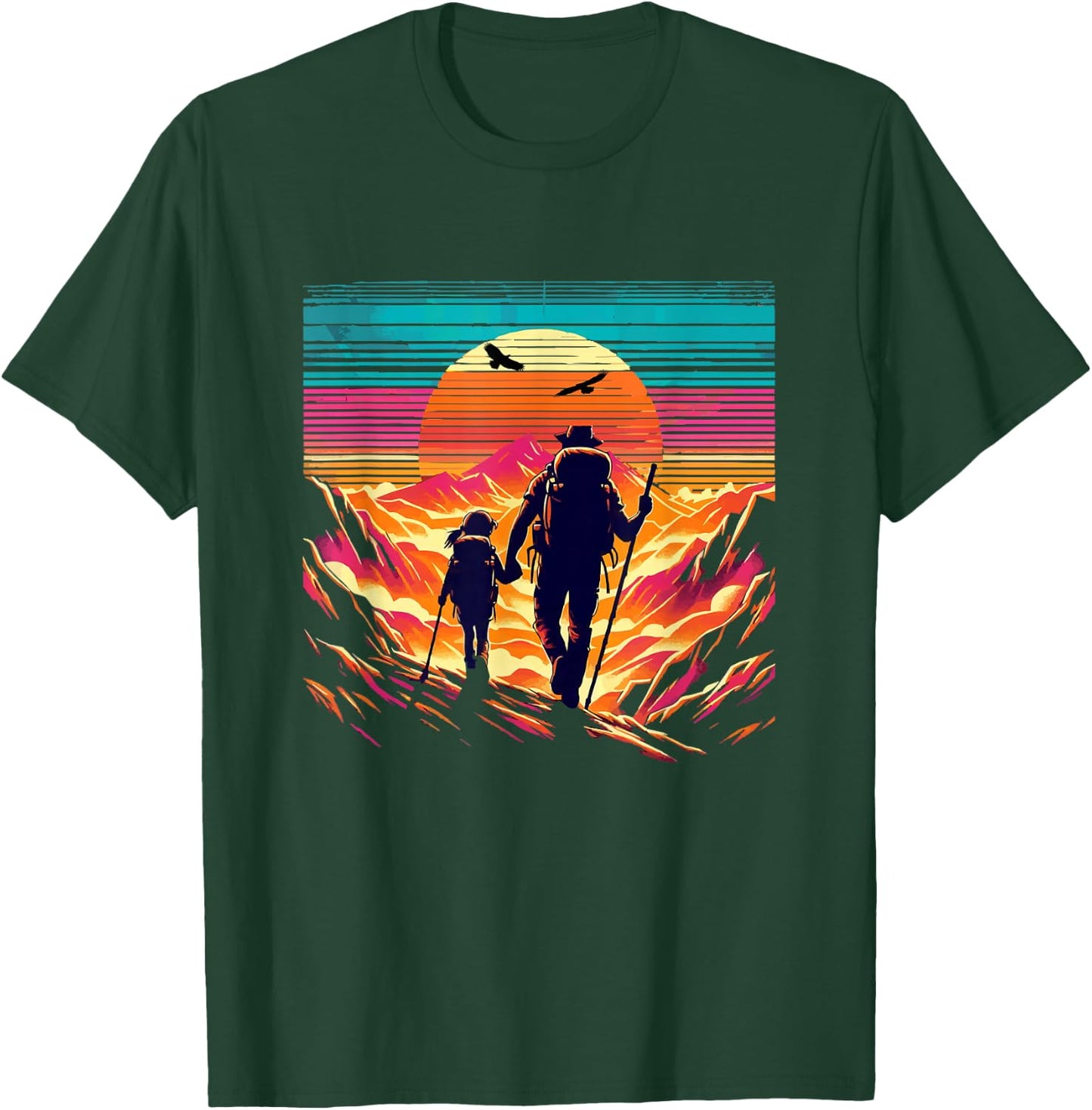 father daughter hiking mountain Camping Buddies Daughter dad T-Shirt - T-Shirt | Forest