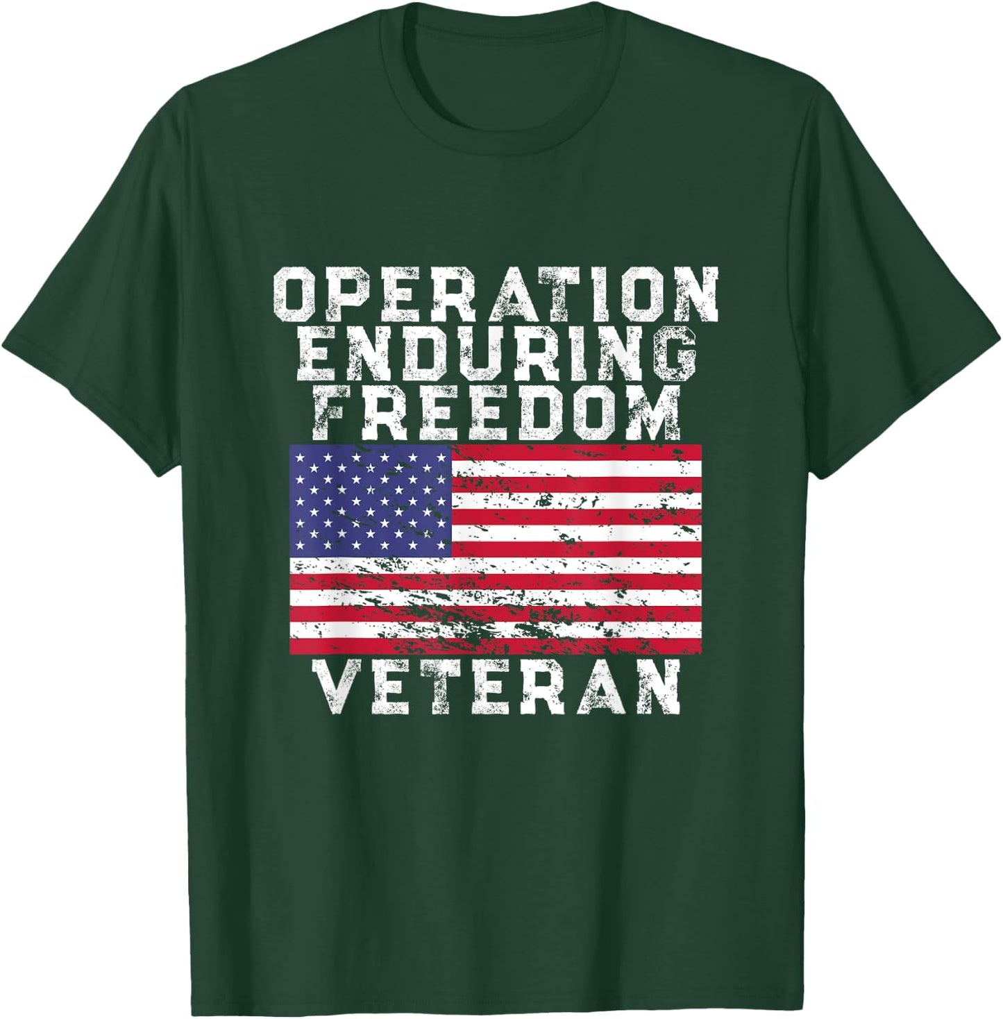 Operation Enduring Freedom Veteran - Vintage US Flag T-Shirt - T-Shirt | Forest