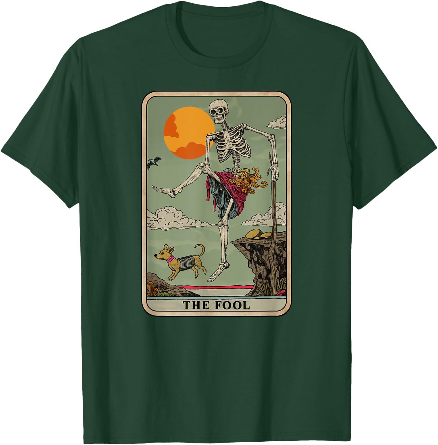 Skeleton Tarot Card The Fool Riding Unicorn Design T-Shirt - T-Shirt | Forest