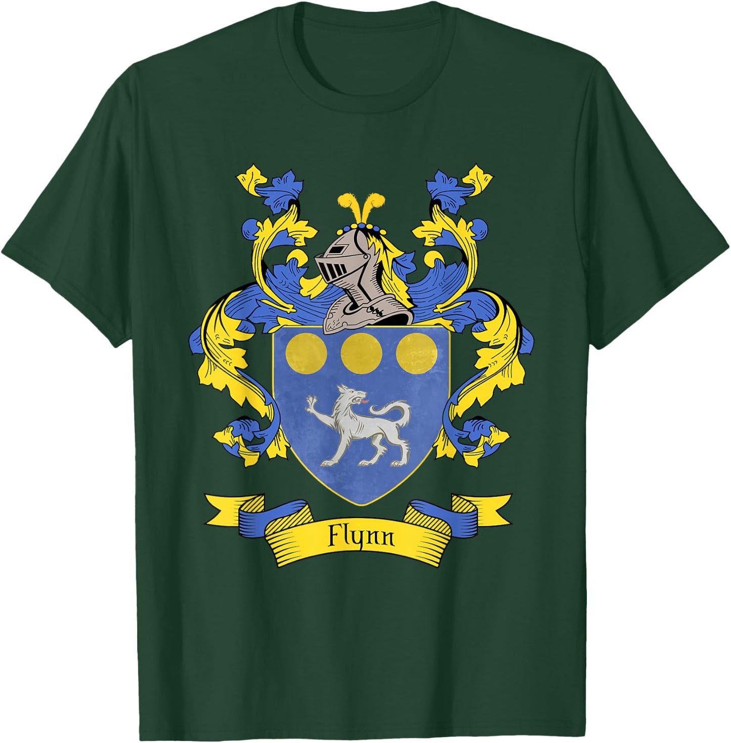 Flynn Coat of Arms | Flynn Surname Family Crest T-Shirt - T-Shirt | Forest