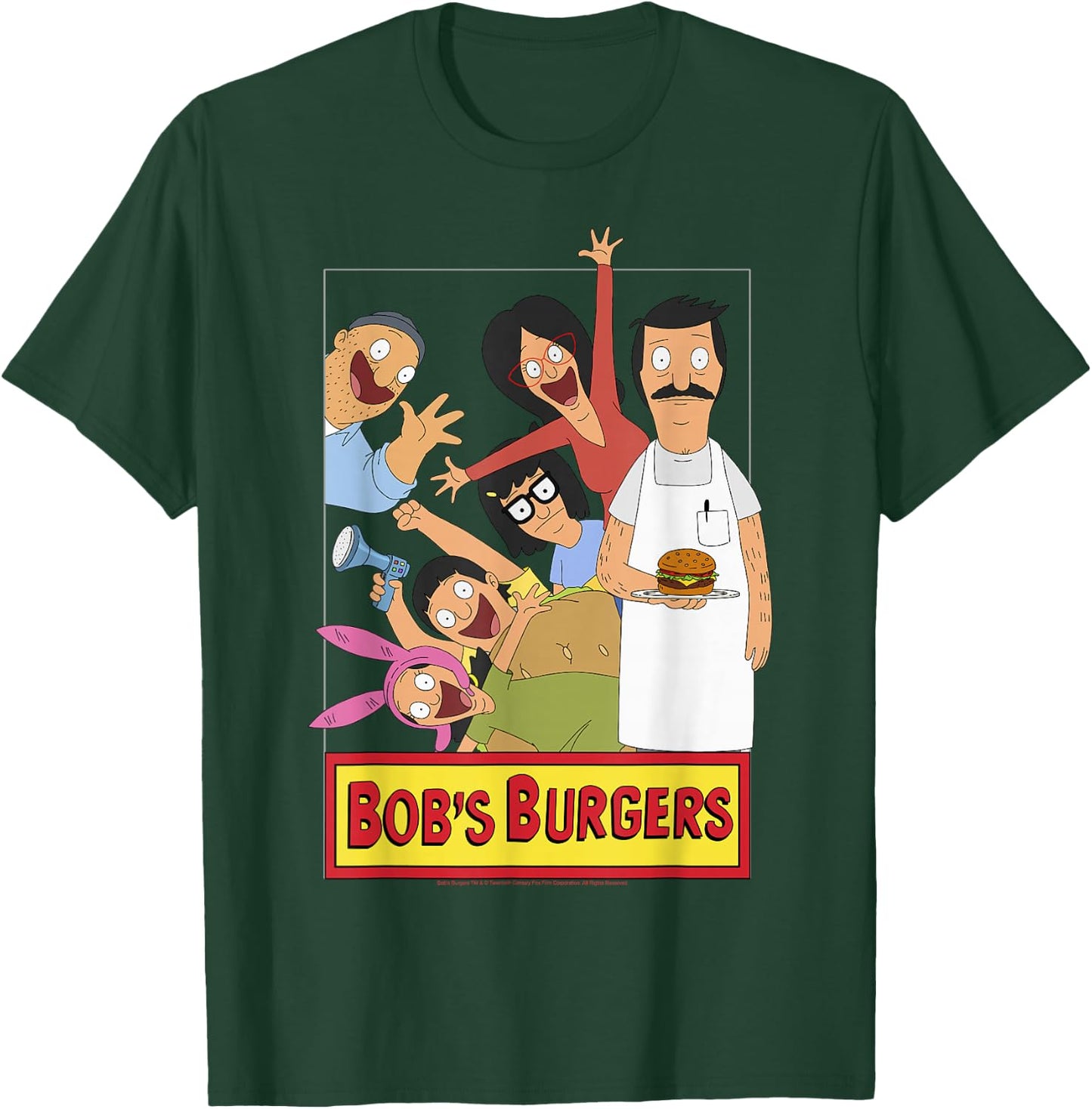 Bob's Burgers Family Shot & Teddy Logo T-Shirt - T-Shirt | Forest
