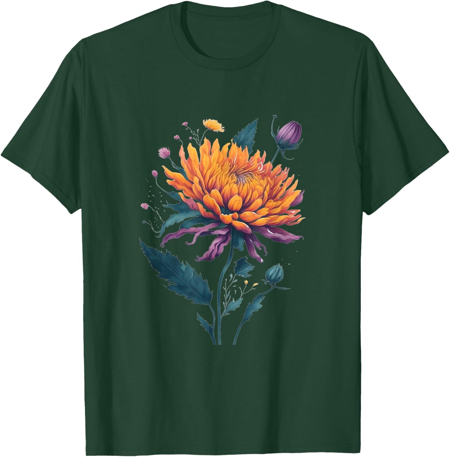 Vibrant Autumn Chrysanthemum Bloom in Full Glory T-Shirt - T-Shirt | Forest