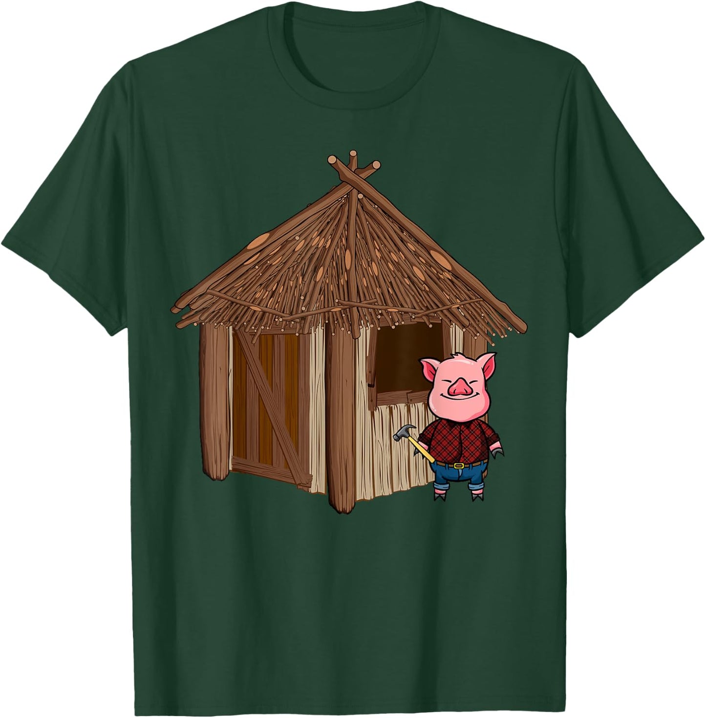 Three Pigs Lazy Halloween Costume - Stick House T-Shirt - T-Shirt | Forest