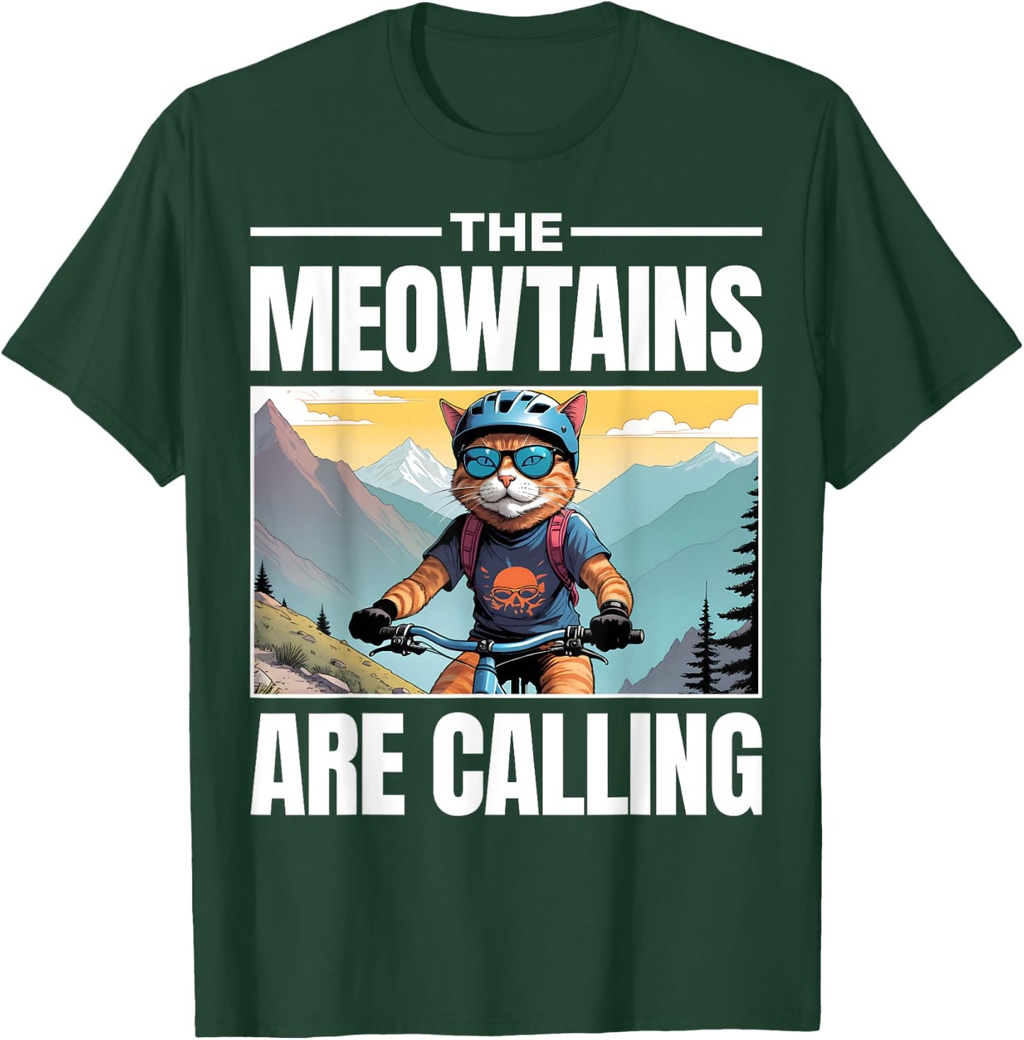 Funny MTB Cat Mountain Bike Biker T-Shirt - T-Shirt | Forest
