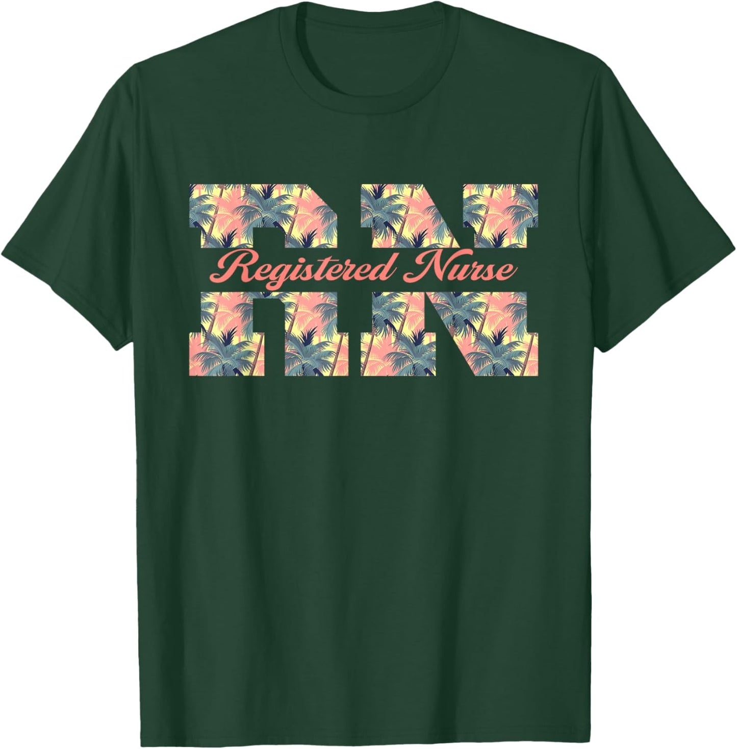 Funny Rn Aloha Nurse Tropical Flowers Summer Hawaii Rn Beach Men Women T-Shirt - T-Shirt | Forest