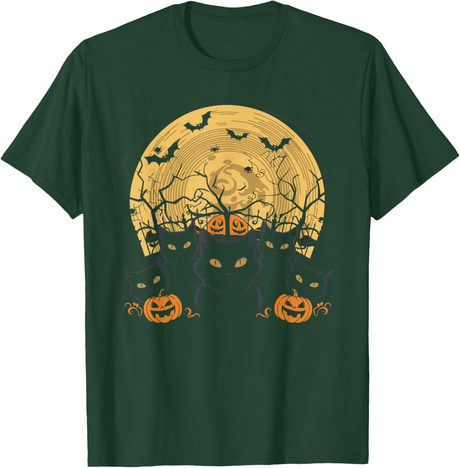 Cat Halloween Moon T-Shirt - T-Shirt | Forest
