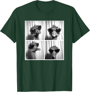 Ostrich Wearing Sunglasses Bird Face Funny Emu Lover T-Shirt - T-Shirt | Forest