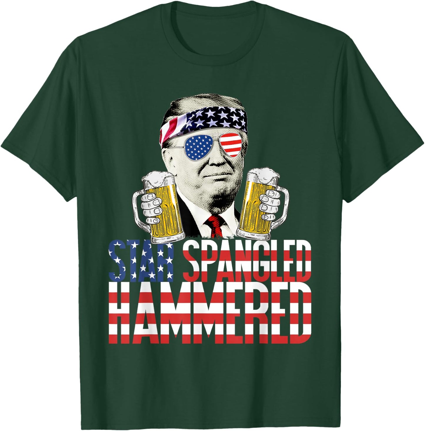 Star Spangled Hammered President Donald Trump Beer Lover T-Shirt - T-Shirt | Forest