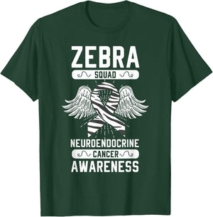 Zebra Squad Neuroendocrine Cancer Awareness Ribbon Carcinoma T-Shirt - T-Shirt | Forest