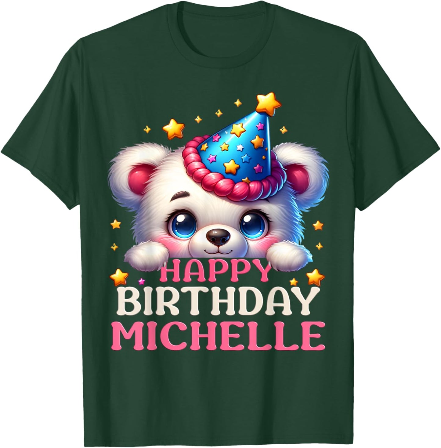 Celebrating Michelle's Birthday Party with a cute Teddy T-Shirt - T-Shirt | Forest