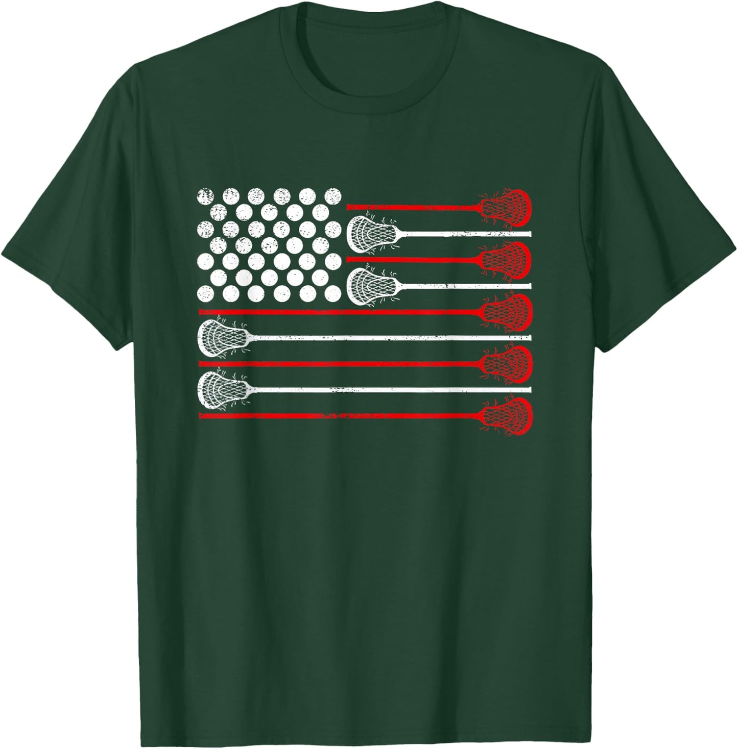 Lacrosse USA Flag Lax T-Shirt - T-Shirt | Forest