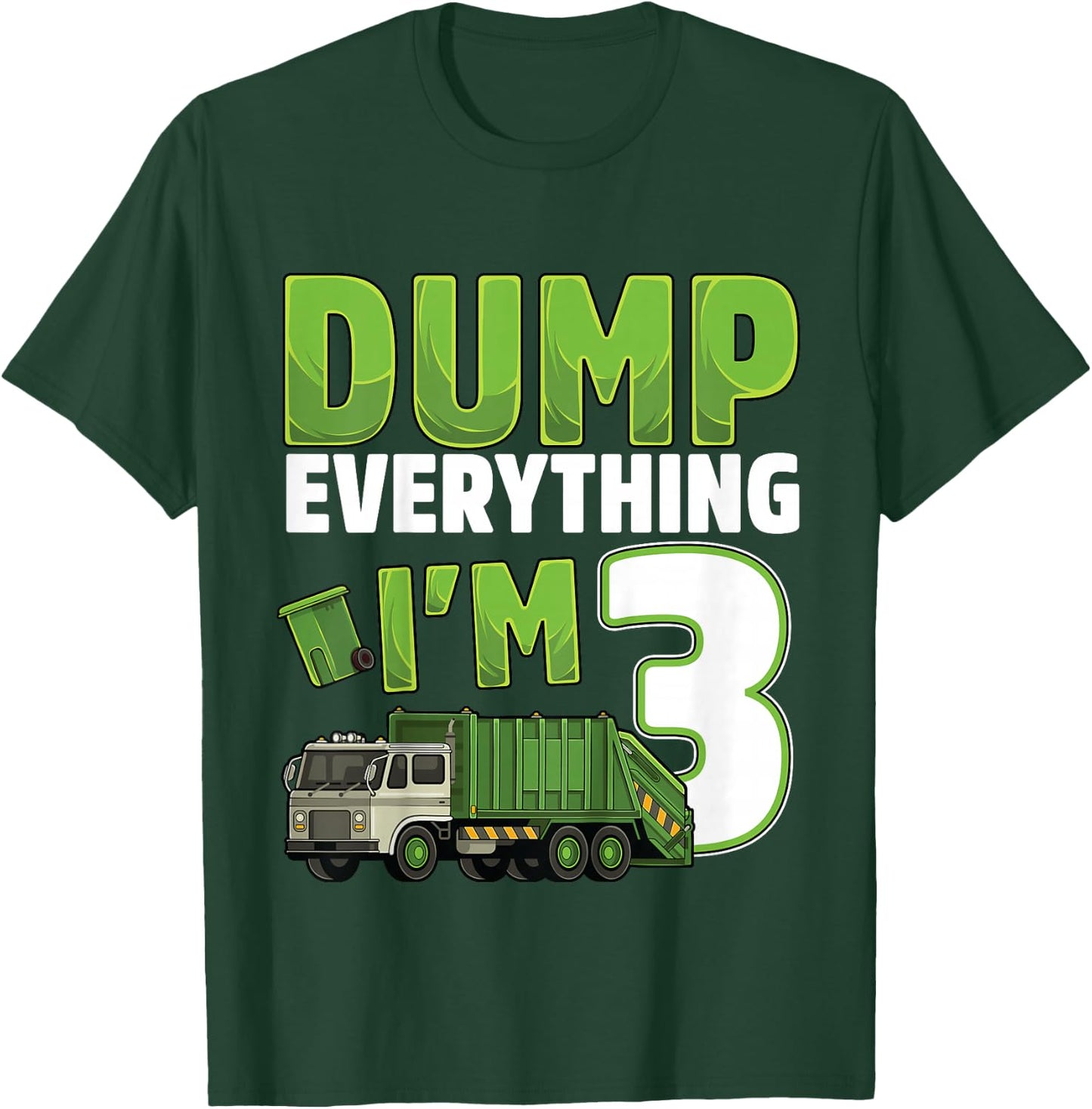 Kids Recycling Trash 3 Year Old Garbage Truck 3rd Birthday Boy T-Shirt - T-Shirt | Forest