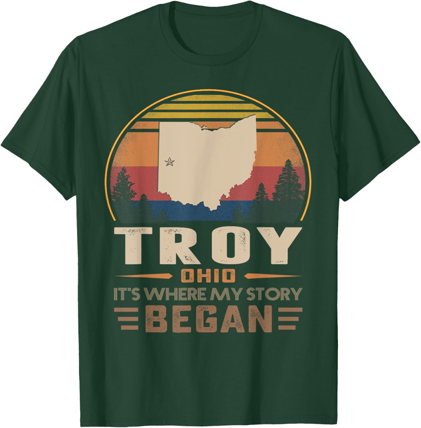 Vintage Troy Ohio Homtown My Story Began T-Shirt - T-Shirt | Forest