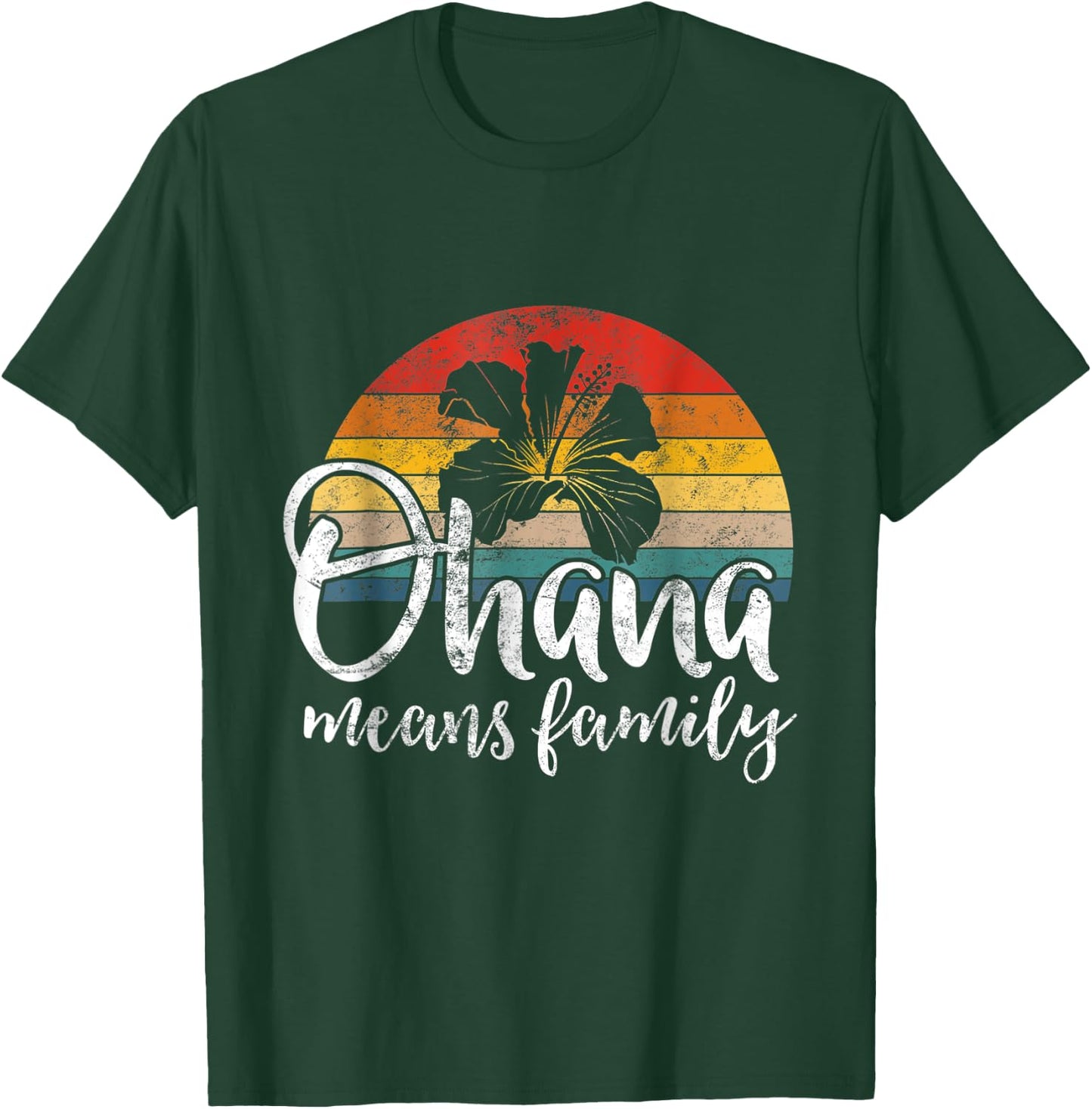 Ohana Hawaiian Retro Summer Hawaii Flower Family Love Quote Women Kids T-Shirt - T-Shirt | Forest