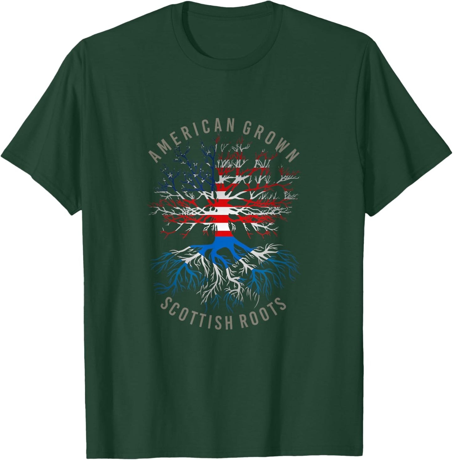 American Grown Scottish Roots USA Scotland Flag Heritage T-Shirt - T-Shirt | Forest