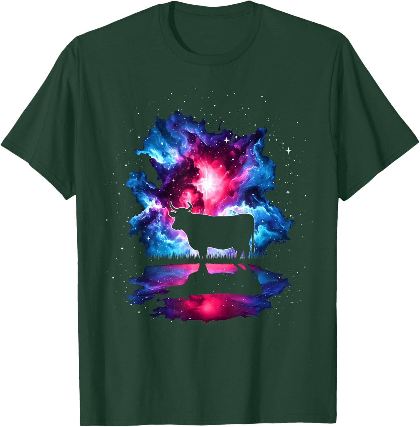 Cool Cosmic Cow Galaxy Graphic Space Art T-Shirt - T-Shirt | Forest