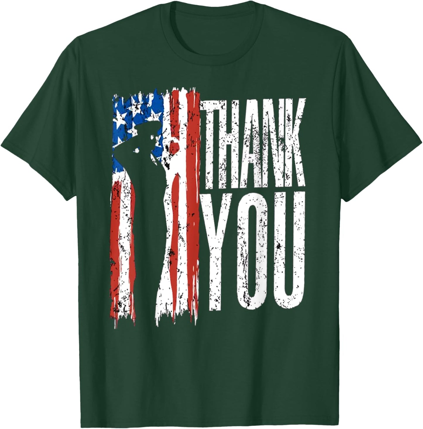 USA Flag Thank You Veterans Day 4th of July Patriotic T-Shirt - T-Shirt | Forest