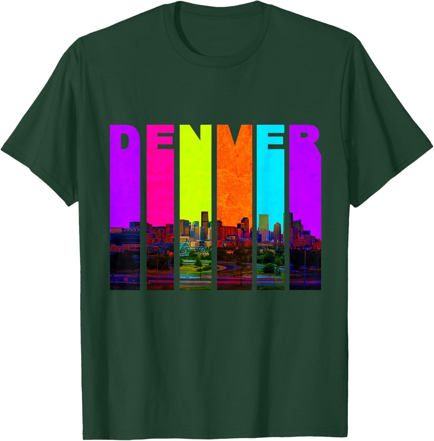 Retro I Love Denver Colorado Skyline T-Shirt - T-Shirt | Forest