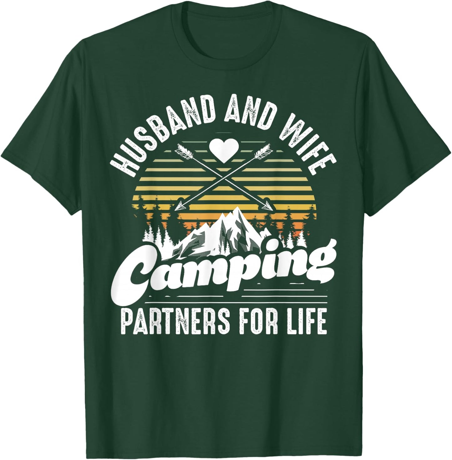 Husband and Wife Camping Partners for Life Gift Funny Camper T-Shirt - T-Shirt | Forest