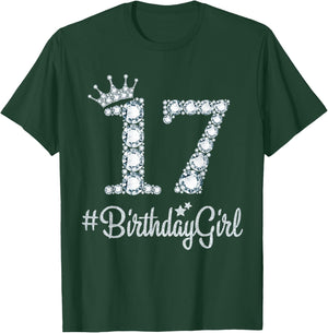 17 BirthdayGirl 17 Years Old Happy 17th Birthday Girl T-Shirt - T-Shirt | Forest