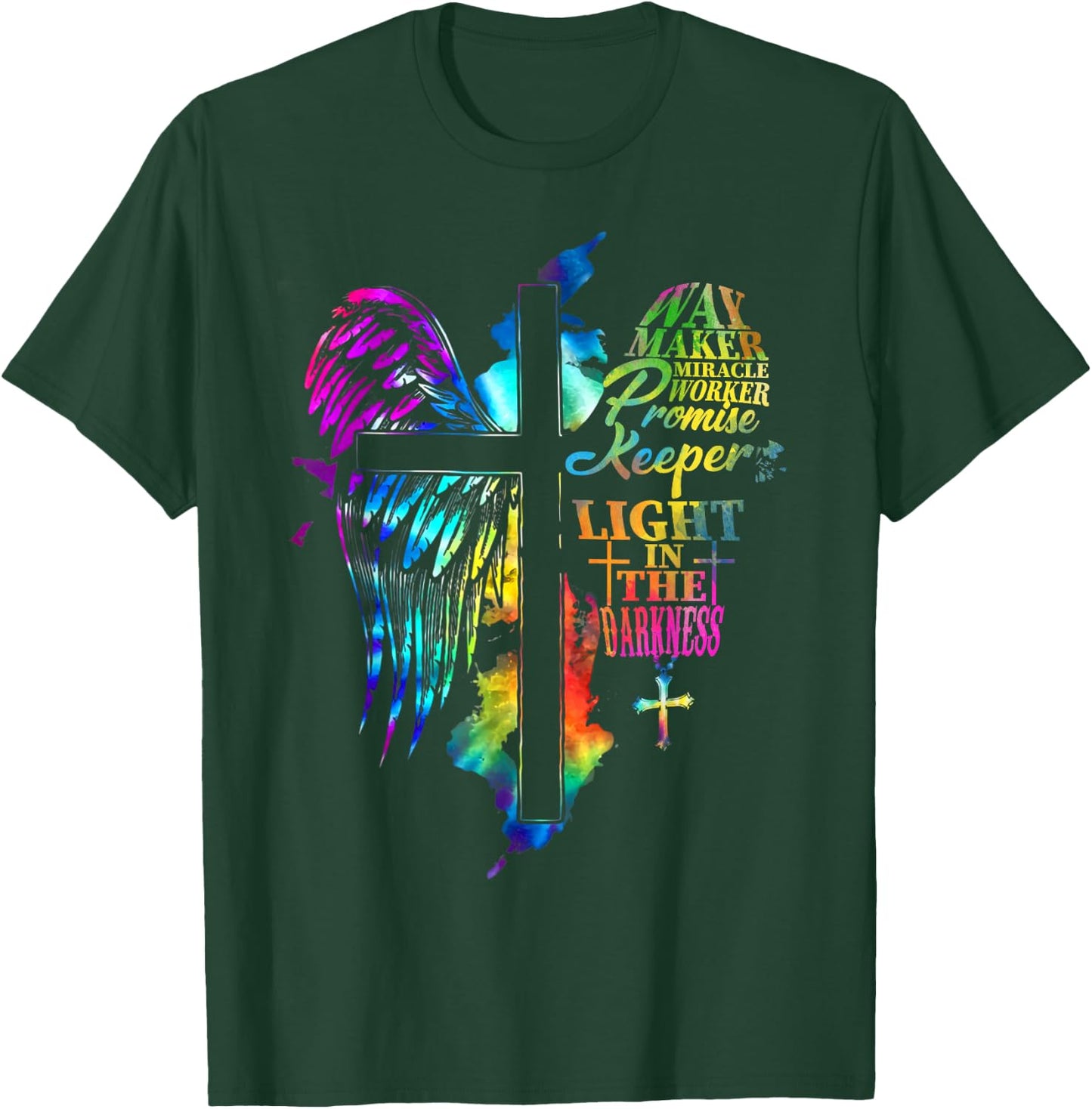 Waymaker Miracle Worker Jesus Christ Wings Religious Quote T-Shirt - T-Shirt | Forest