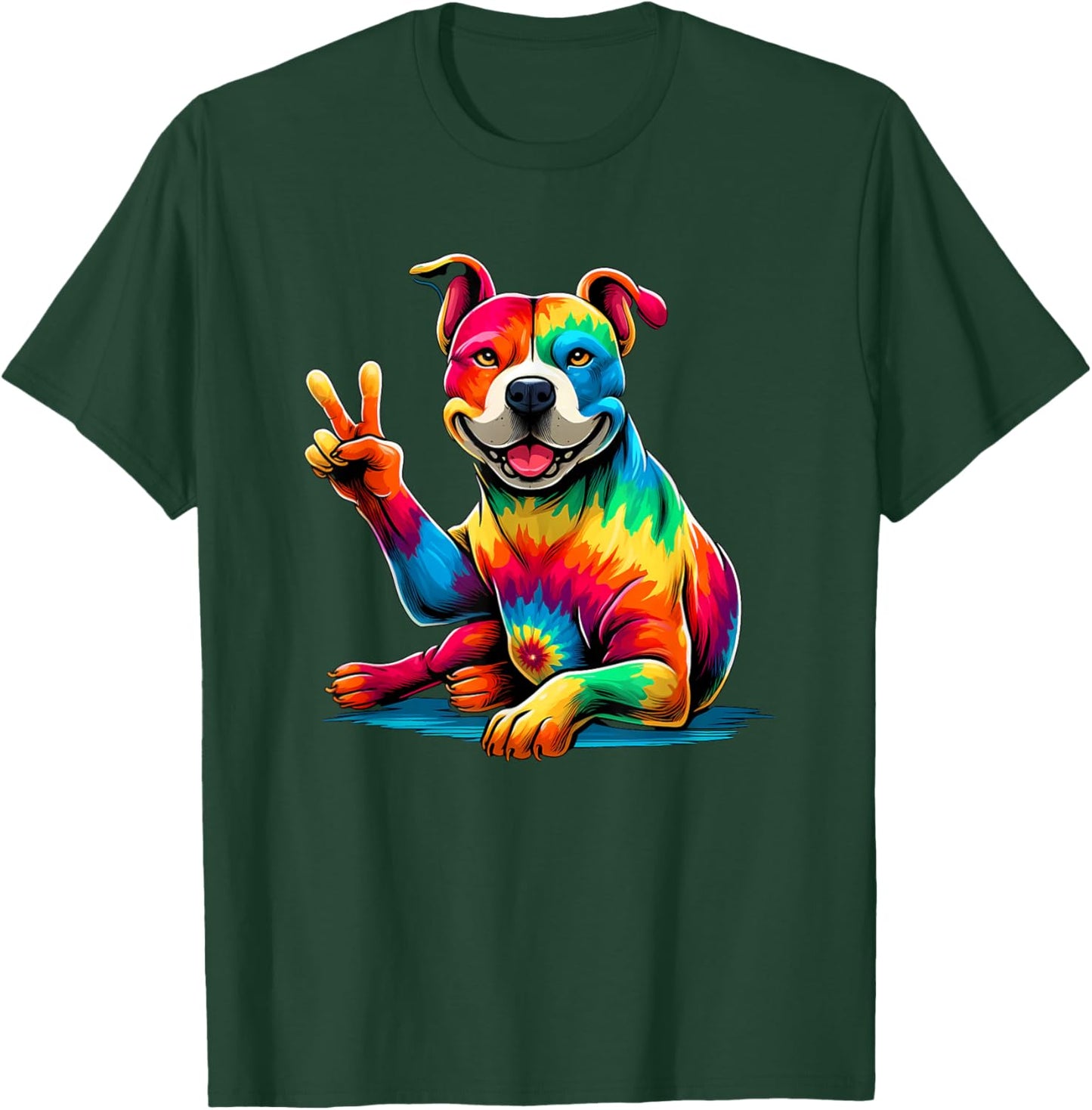 Peace Sign Tie Dye PitBull dog T-Shirt - T-Shirt | Forest