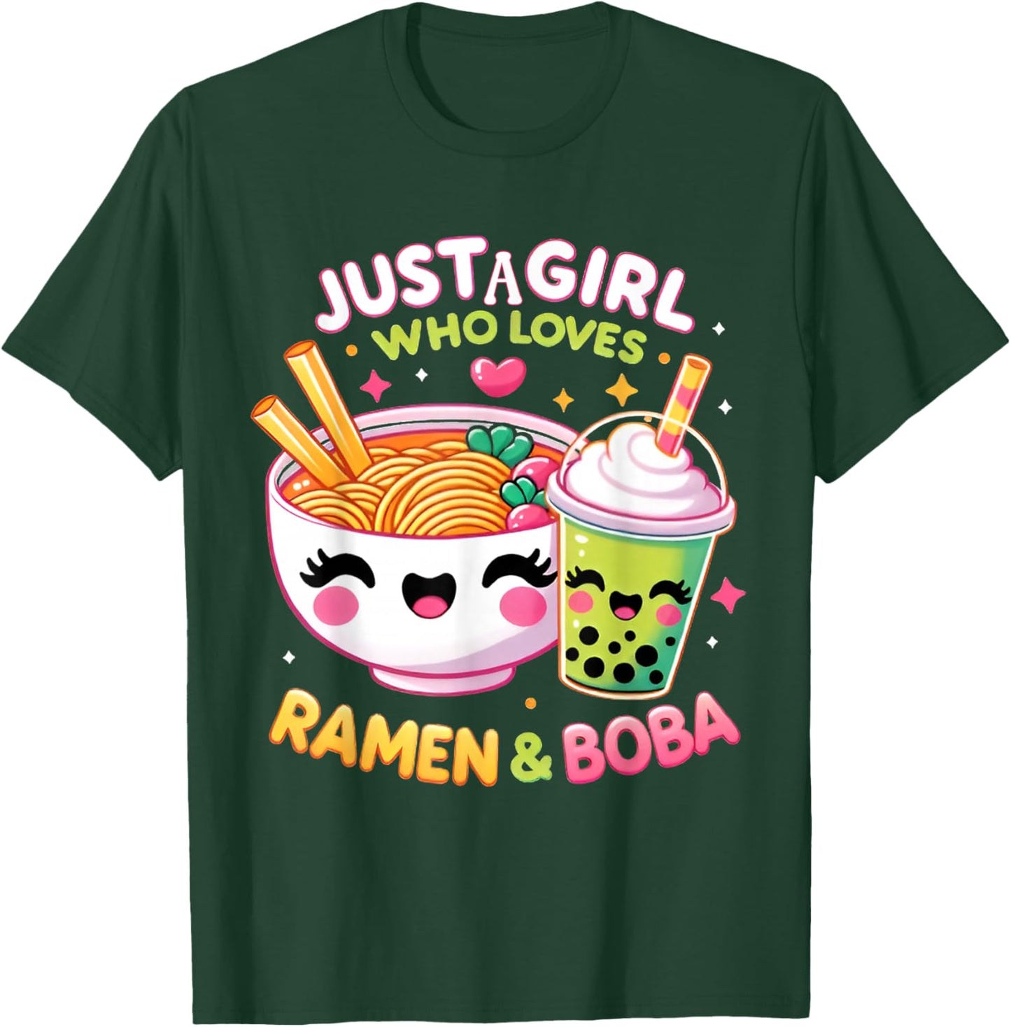 Just A Girl Who Loves Boba Tea and Ramen Bubble Tea Japanese T-Shirt - T-Shirt | Forest