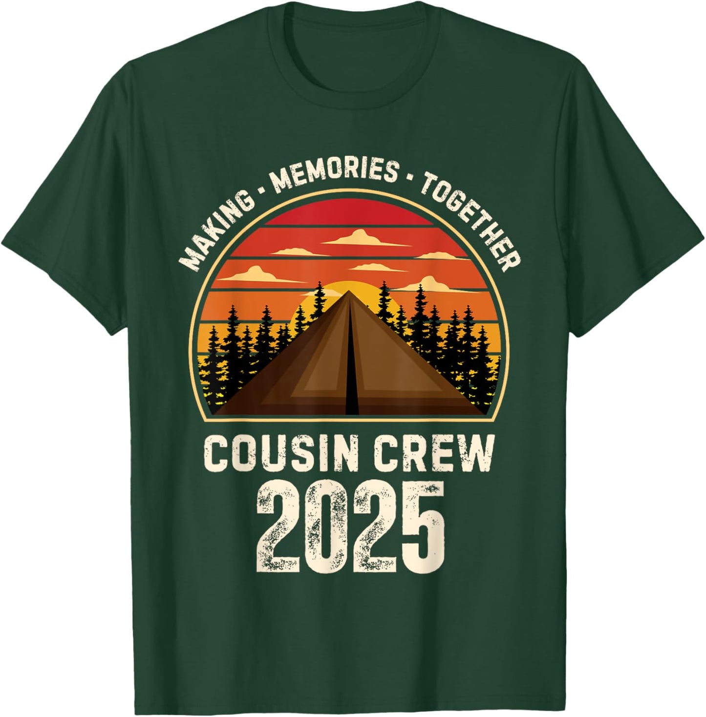 Retro Vintage Cousin Crew 2025 Camper Matching Camping Trip T-Shirt - T-Shirt | Forest