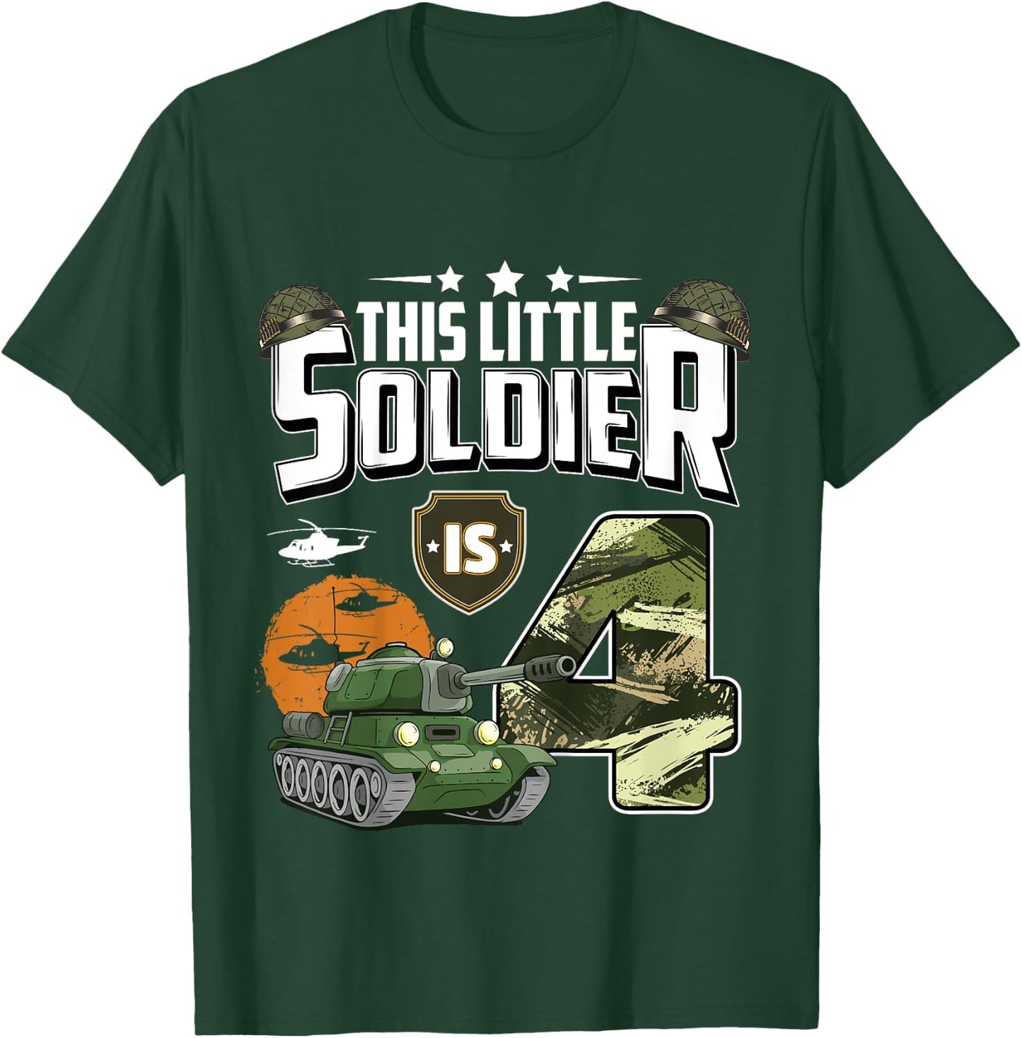 Kids 4 Year Old Soldier 4th Birthday Military Themed Camo boys T-Shirt - T-Shirt | Forest