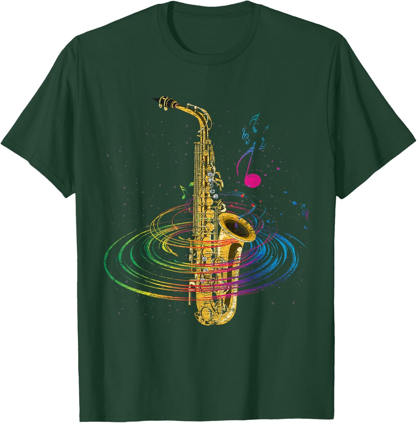 Sax Player Gift Saxophonist Music Notes Saxophone T-Shirt - T-Shirt | Forest