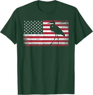 Heron Bird 4th of July American Flag America Patriotic Kids Men T-Shirt - T-Shirt | Forest